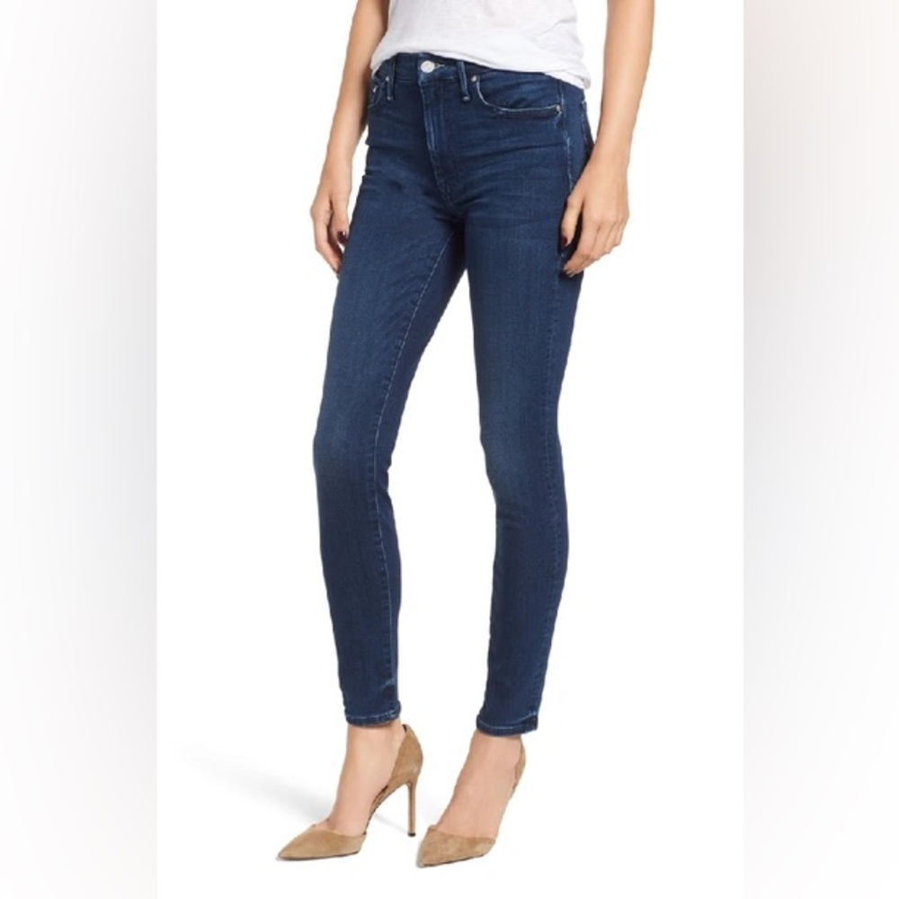 MOTHER || High Waisted Looker Stretch Skinny Jeans in Tongue And Chic Blue 25